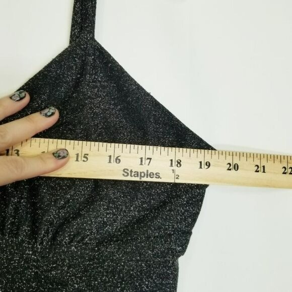 Wild Fable Black Bodycon Dress Metallic silver adjustable straps ruching size XL - Picture 8 of 13